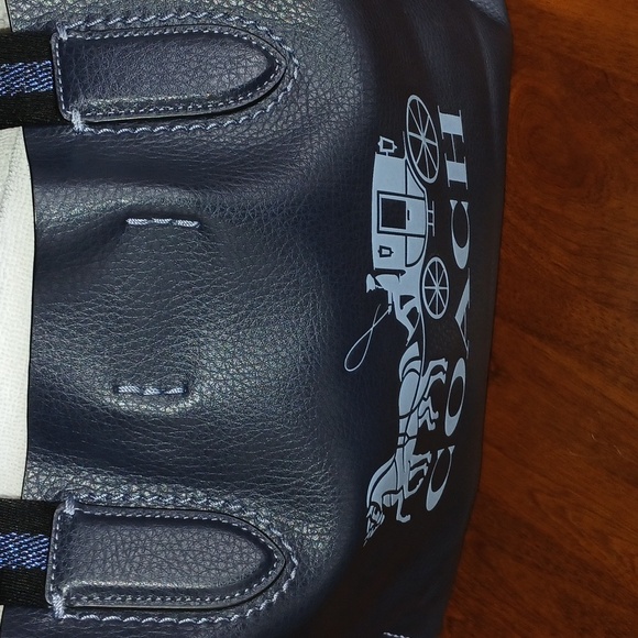 Coach Derby Dark Blue Leather Tote - Picture 12 of 16
